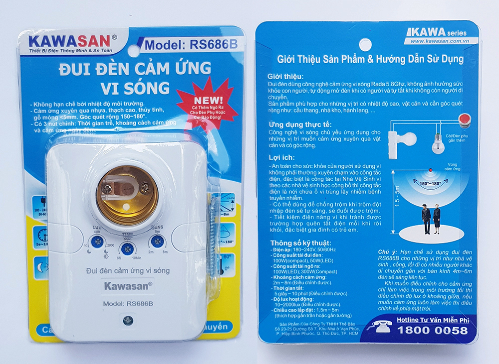 Đui đèn cảm ứng in thông tin hoàn toàn bằng tiếng Việt tiện dụng