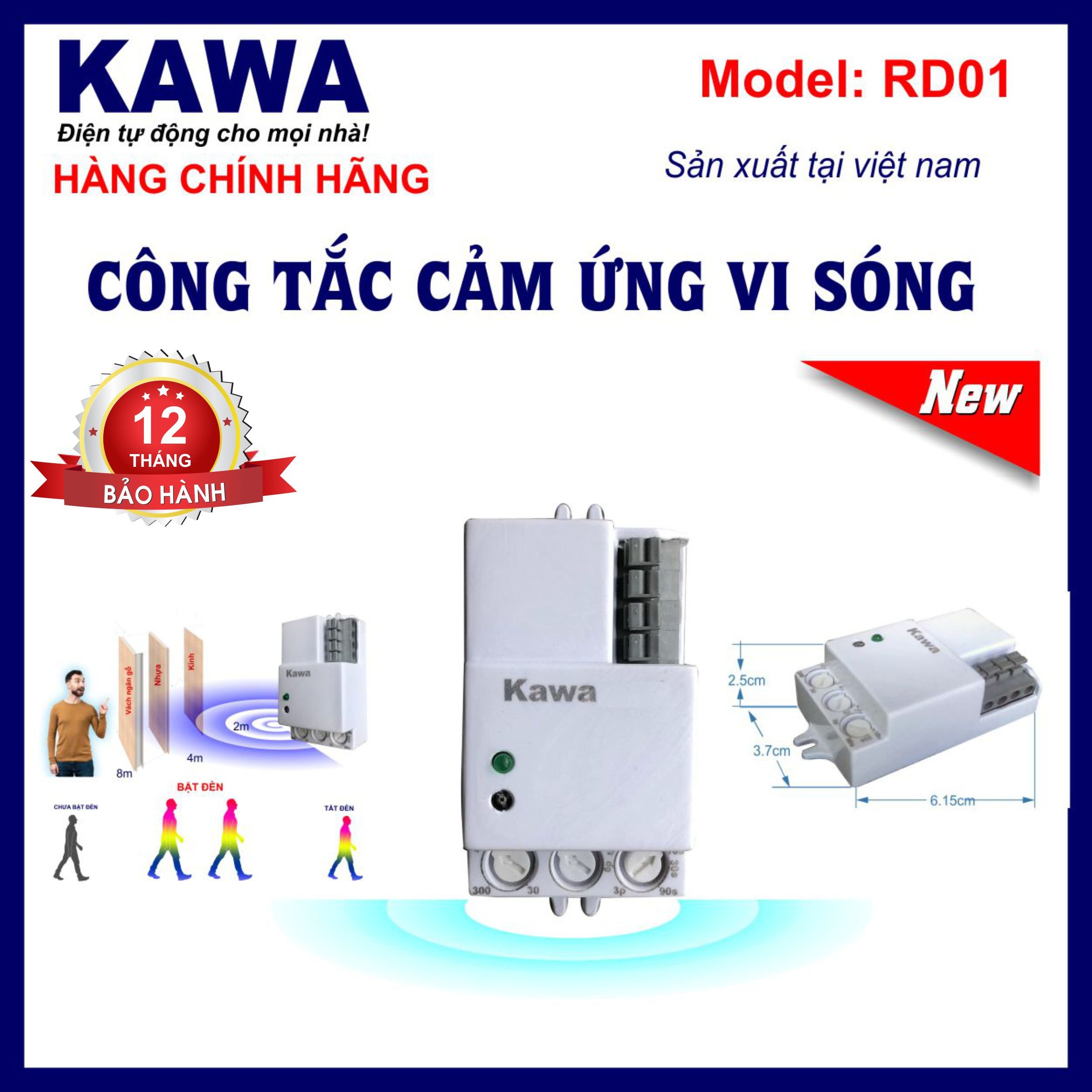 Công tắc cảm ứng vi sóng RD01 KAWA