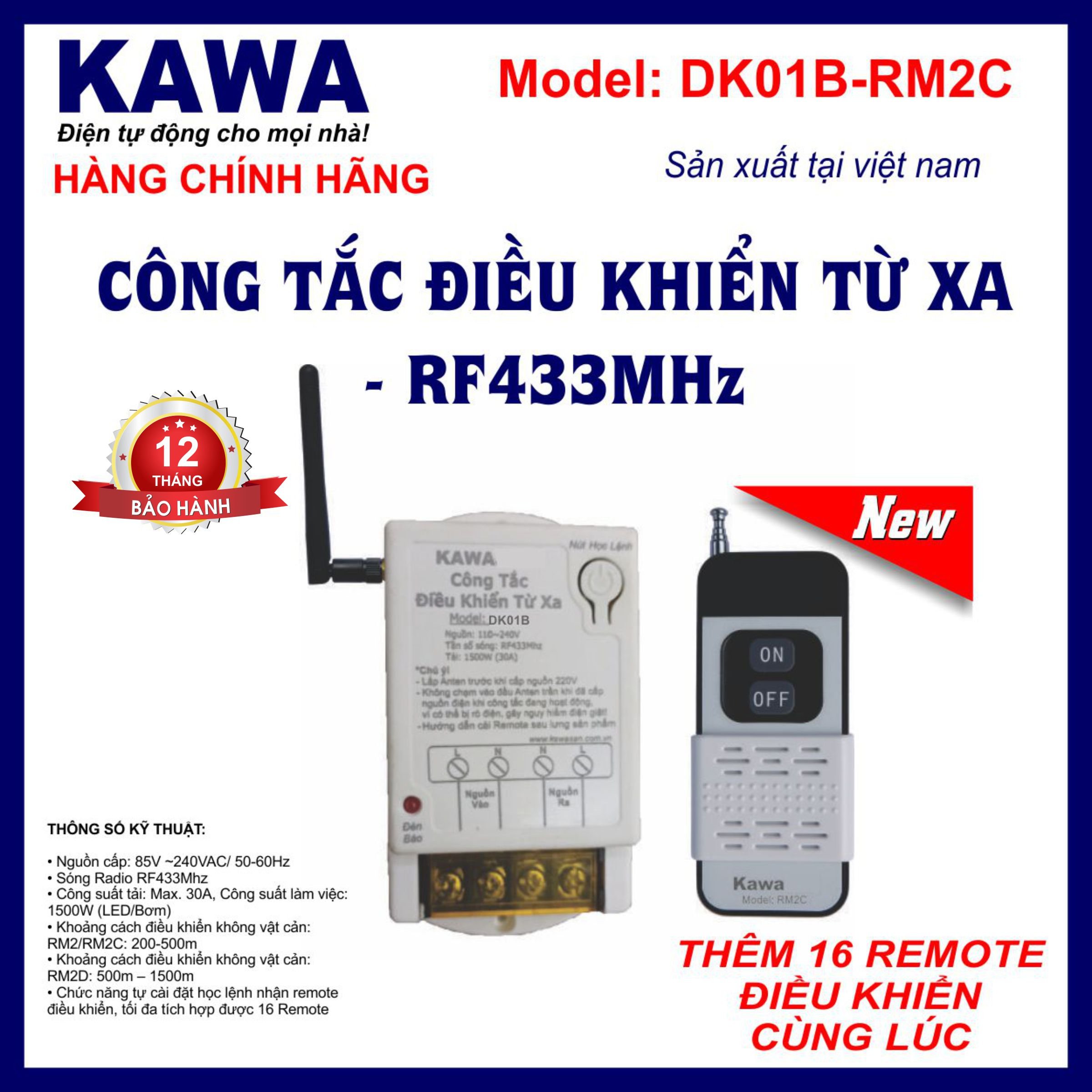 Công tắc điều khiển từ xa DK01B-RM2C