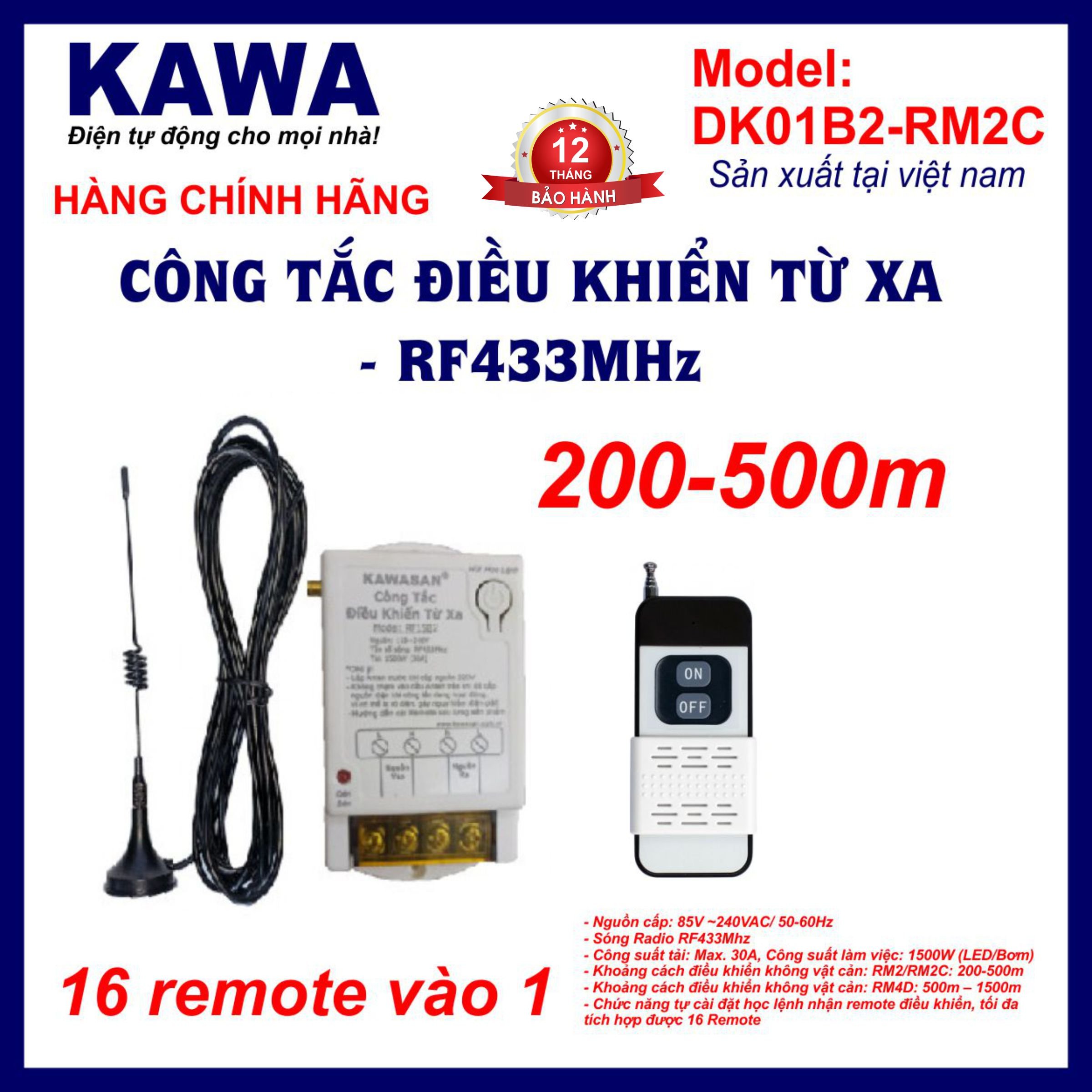 Công tắc điều khiển từ xa DK01B2-RM2C