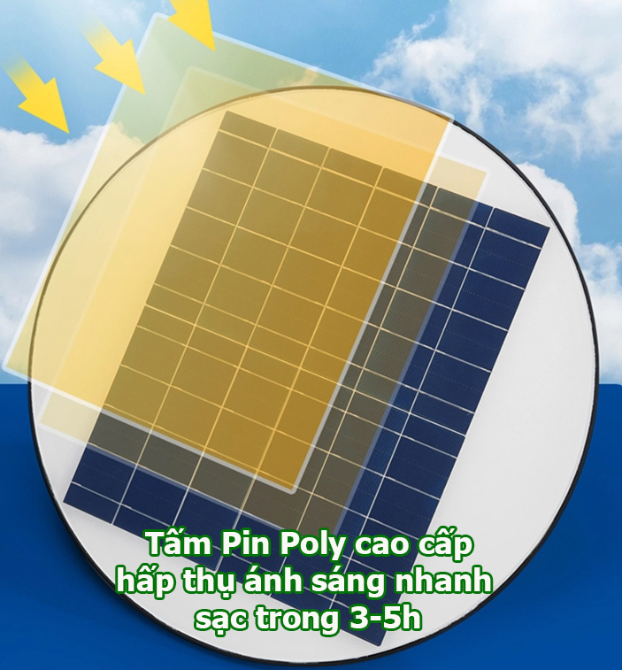 Tấm Pin năng lượng Poly cao cấp hấp thụ ánh sáng trong 3-5h
